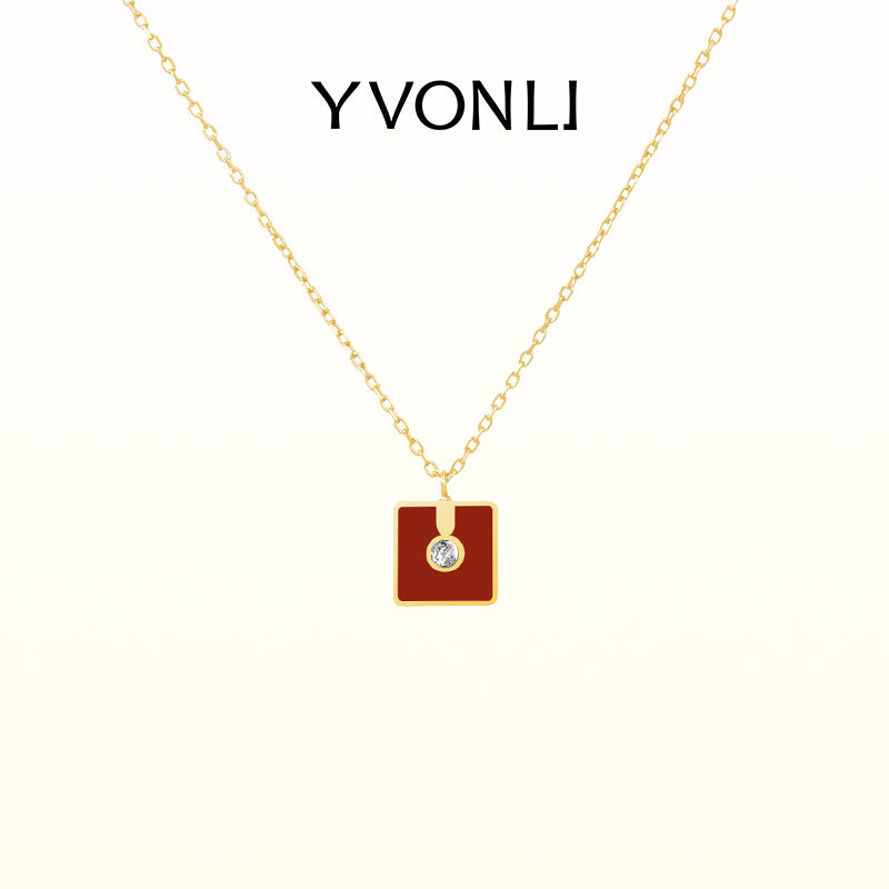 YVONLI"Uppermost"series square gemstone necklace