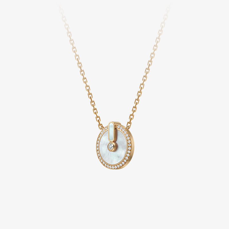 YVONLI CHOSEN ONE series FROST NACRE mother-of-pearl full diamonds Pendant 18 Karat Gold Necklace (L)