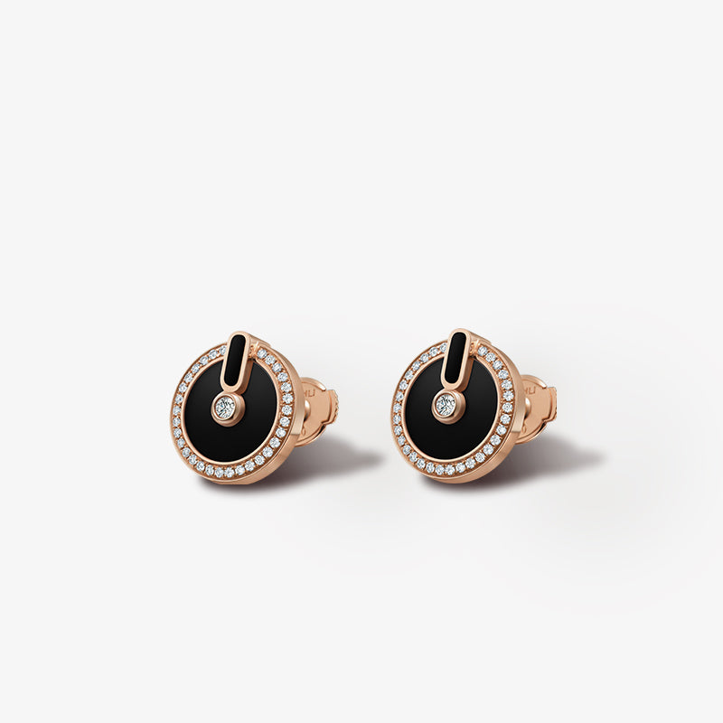 YVONLI CHOSEN ONE series BLACK AGATE full diamonds 18 Karat Gold Earrings