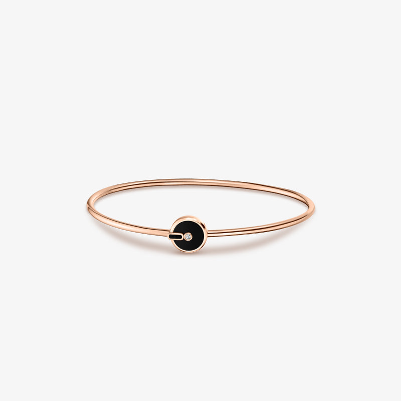 YVONLI CHOSEN ONE series BLACK AGATE single-diamond 18 Karat Gold Bracelet