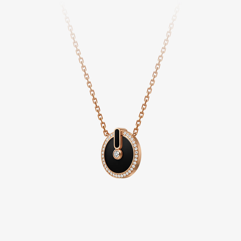 YVONLI CHOSEN ONE series BLACK AGATE full diamonds Pendant 18 Karat Gold Necklace (M)