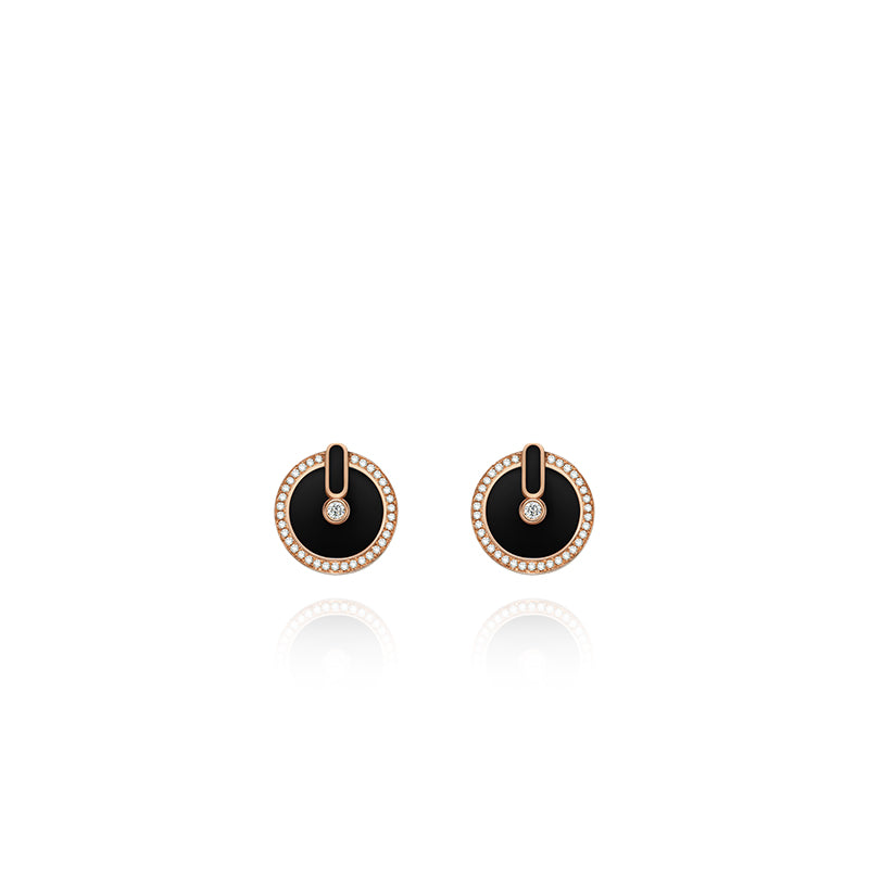 YVONLI CHOSEN ONE series BLACK AGATE full diamonds 18 Karat Gold Earrings