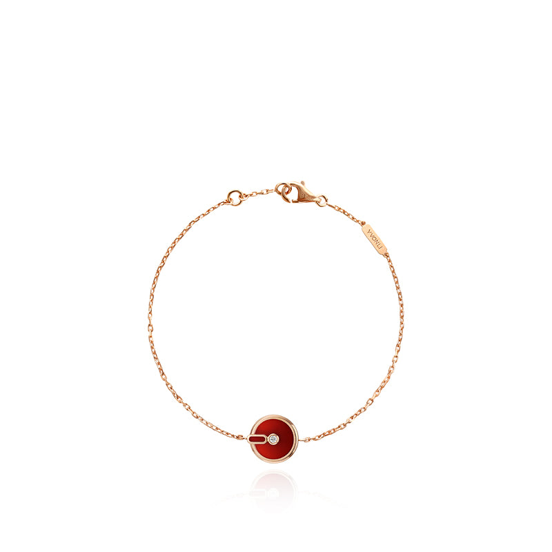 YVONLI CHOSEN ONE series Claret Agate single-diamond 18 Karat Gold Chain Bracelet