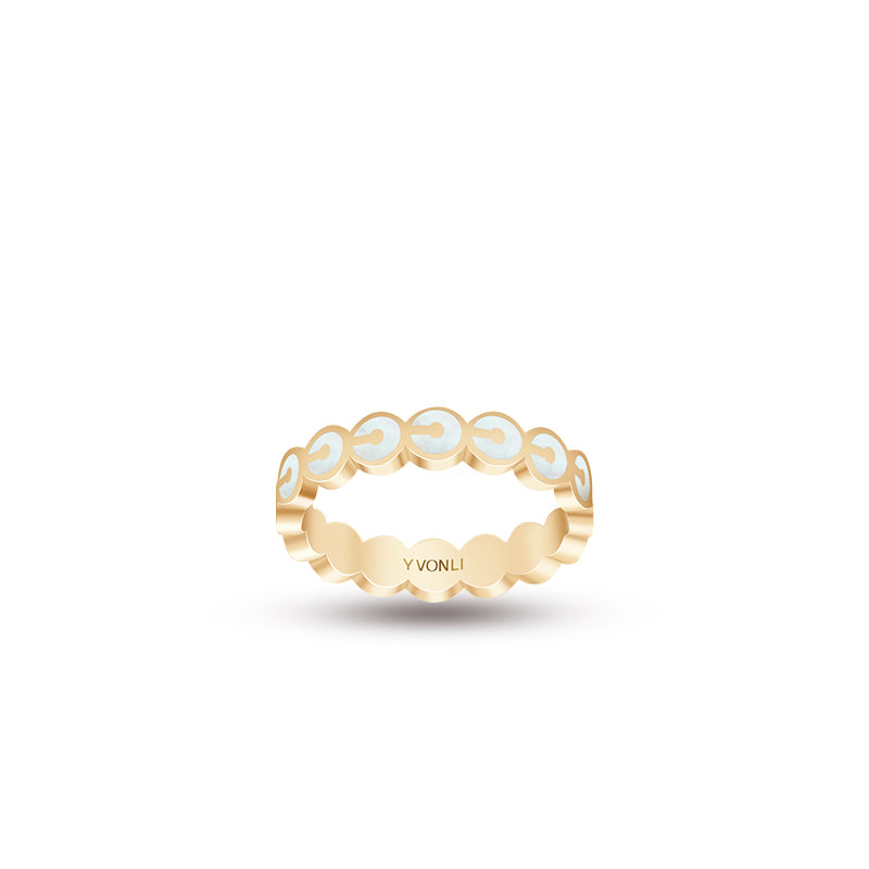 YVONLI CHOSEN ONE series FROST NACRE mother-of-pearl full lucky 18 Karat Gold Ring