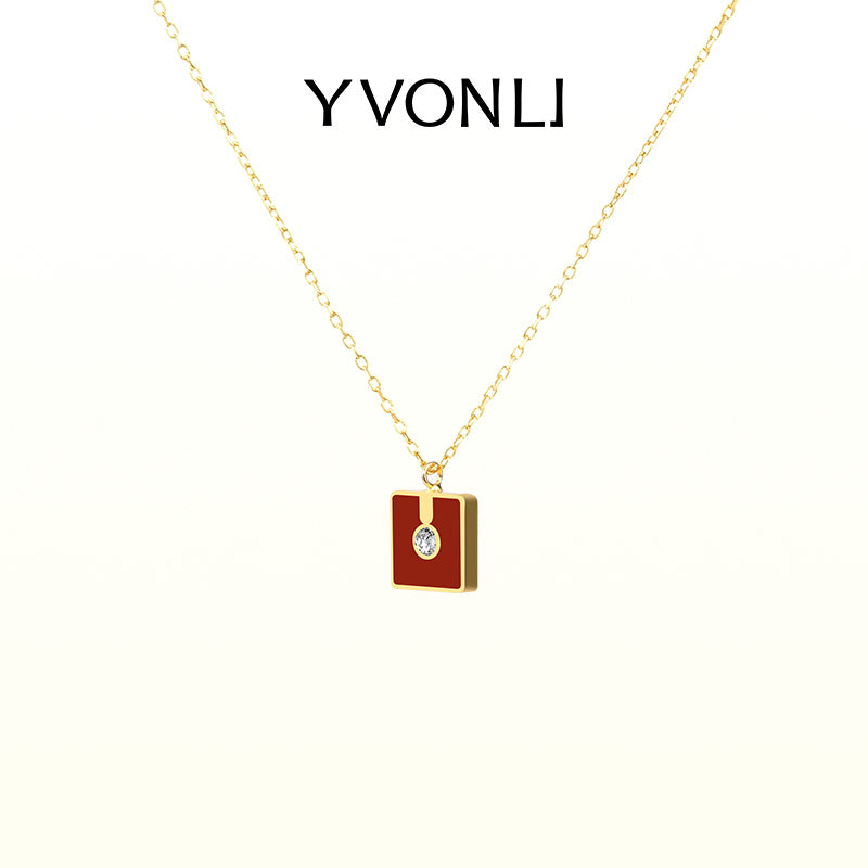 YVONLI"Uppermost"series square gemstone necklace