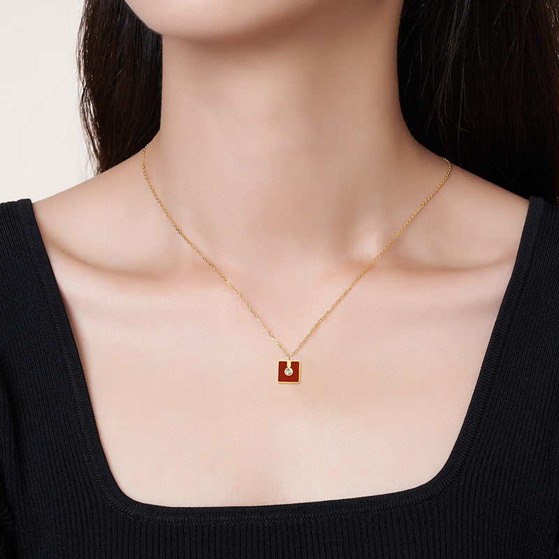 YVONLI"Uppermost"series square gemstone necklace