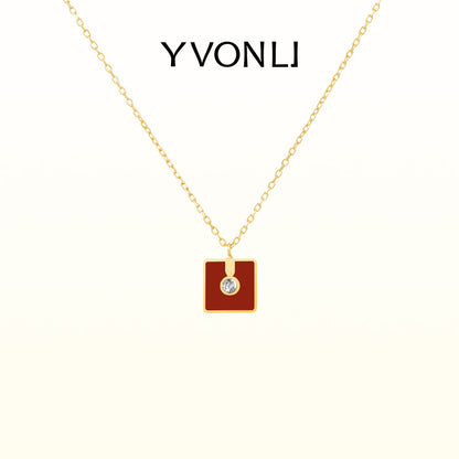 YVONLI"Uppermost"series square gemstone necklace