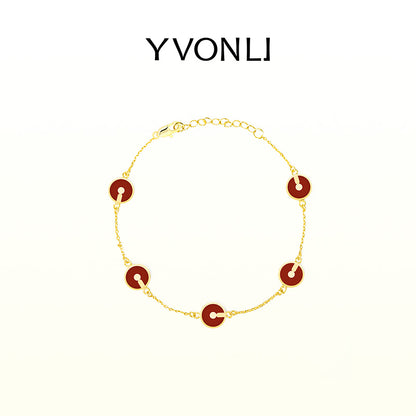 Yvon Li"Uppermost"series redondo cuerda simple grande joya pulsera