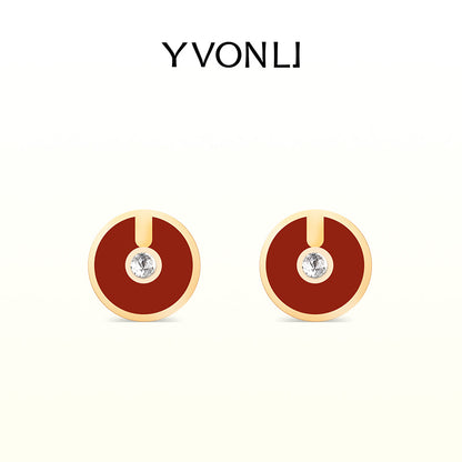 YVONLI"Uppermost"series round gemstones earrings