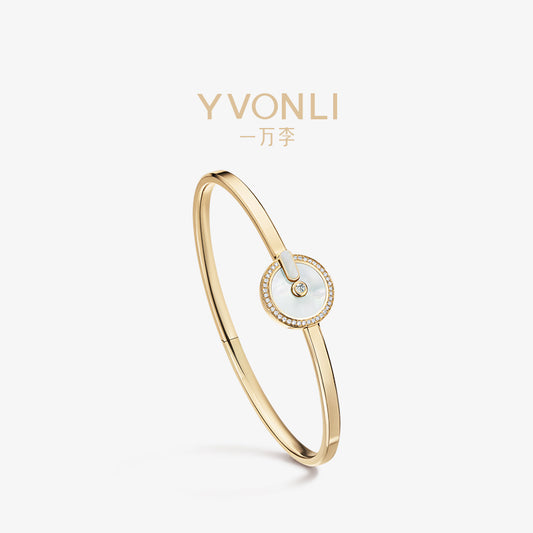 YVONLI CHOSEN ONE series FROST NACRE mother-of-pearl full diamonds 18 Karat Gold Bracelet