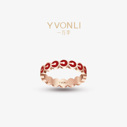 YVONLI CHOSEN ONE series Claret Agate Full lucky diamonds(optional) 18 Karat Gold Ring