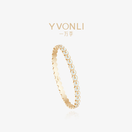 YVONLI CHOSEN ONE series FROST NACRE mother-of-pearl full lucky&Diamonds(optional) 18 Karat Gold Bracelet