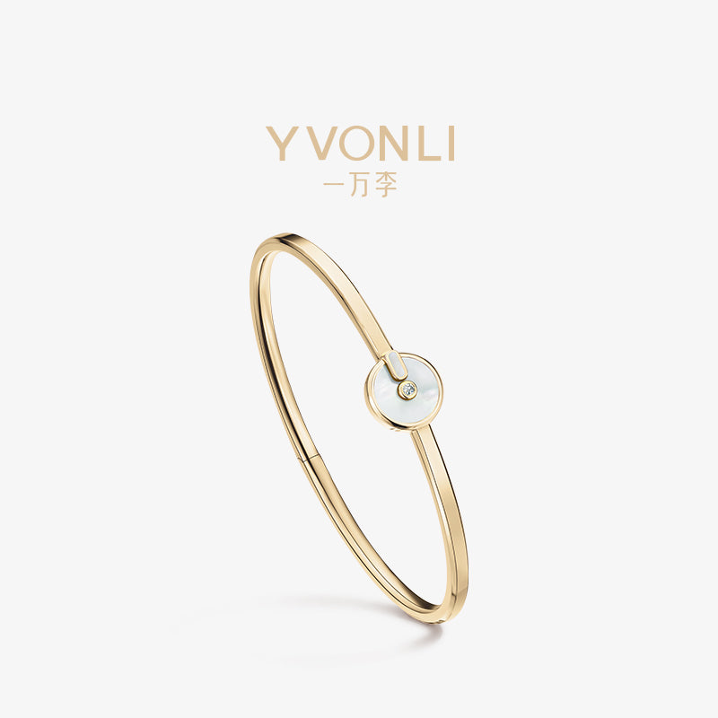 YVONLI CHOSEN ONE series FROST NACRE mother-of-pearl single-diamond 18 Karat Gold Bracelet