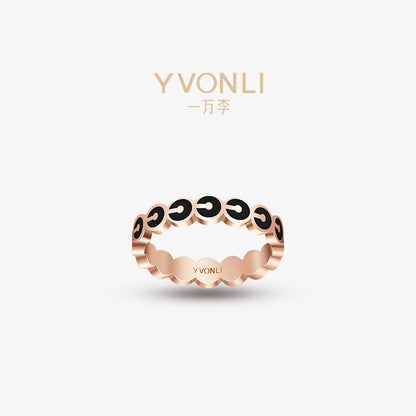 YVONLI CHOSEN ONE series BLACK AGATE Full lucky & Diamond (optional) 18 Karat Gold Ring