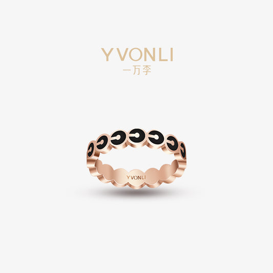 YVONLI CHOSEN ONE series BLACK AGATE Full lucky & Diamond (optional) 18 Karat Gold Ring