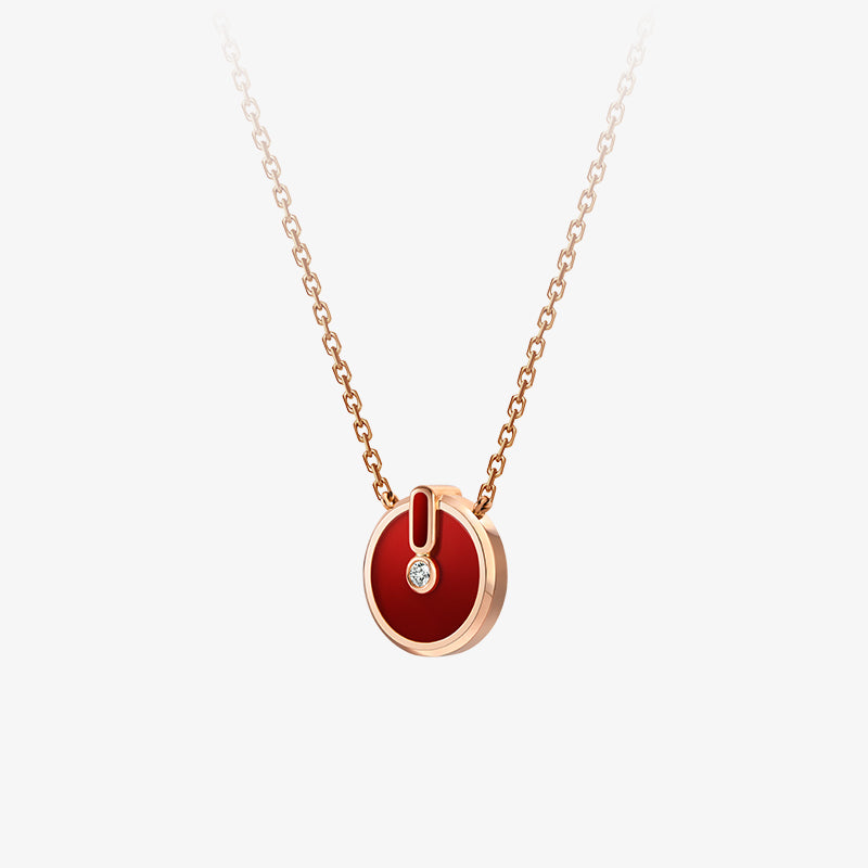 YVONLI CHOSEN ONE series Claret Agate single-diamond Pendant 18 Karat Gold Necklace