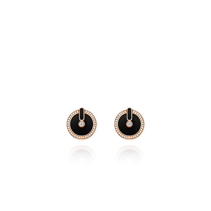 YVONLI CHOSEN ONE series  BLACK AGATE full diamonds 18 Karat Gold Earrings