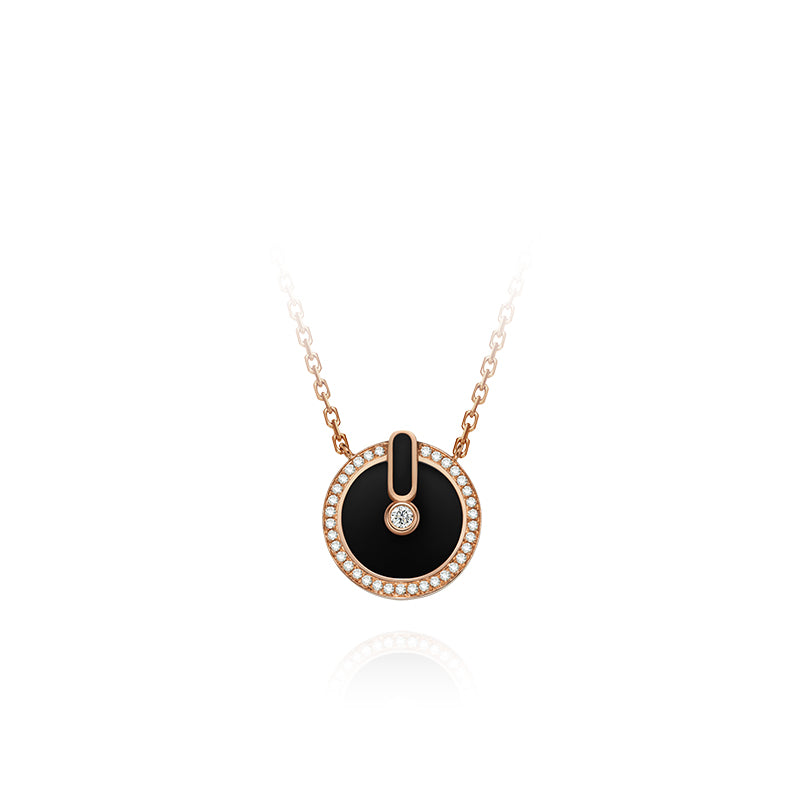 YVONLI CHOSEN ONE series  BLACK AGATE full diamonds Pendant 18 Karat Gold Necklace (L)