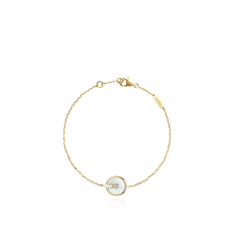 YVONLI CHOSEN ONE series FROST NACRE mother-of-pearl single-diamond 18 Karat Gold Chain Bracelet