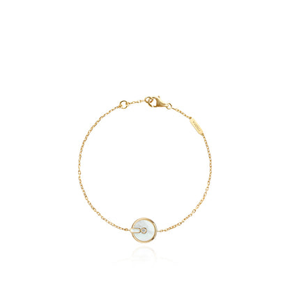 YVONLI CHOSEN ONE series FROST NACRE mother-of-pearl single-diamond 18 Karat Gold Chain Bracelet