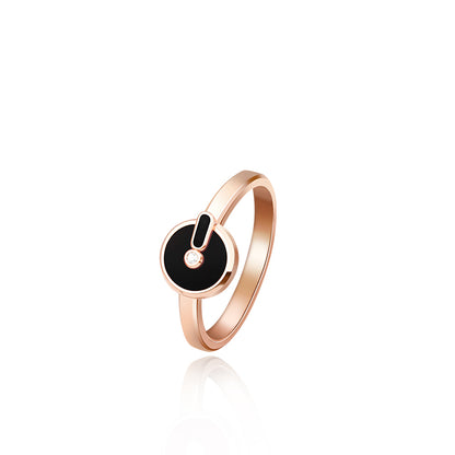 YVONLI CHOSEN ONE series BLACK AGATE single-diamond 18 Karat Gold Ring