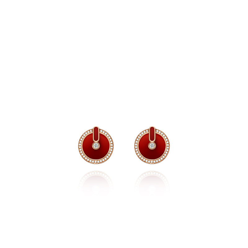 YVONLI CHOSEN ONE series Claret Agate full diamonds 18 Karat Gold Earrings