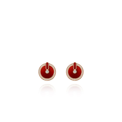 YVONLI CHOSEN ONE series Claret Agate full diamonds 18 Karat Gold Earrings