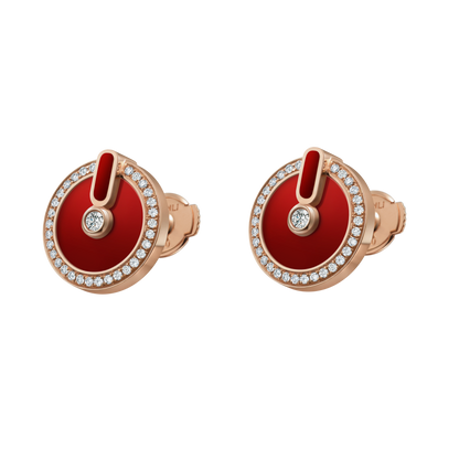 YVONLI CHOSEN ONE series Claret Agate full diamonds 18 Karat Gold Earrings